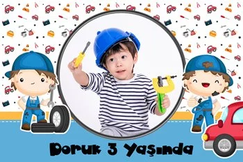 Araba Tamircisi Temalı Doğum Günü Konsept