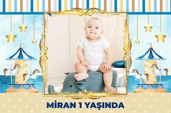 Atlıkarınca Mavi Krem Fon Temalı Parti Konsept