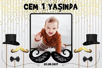 Bıyık ile Gold Puantiye Temalı Parti Konsept