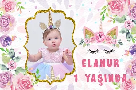 Çiçekli Unicorn Temalı Doğum Günü Konsepti