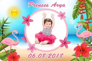 Flamingo Pembe Çiçekli Temalı Doğum Günü Konsepti