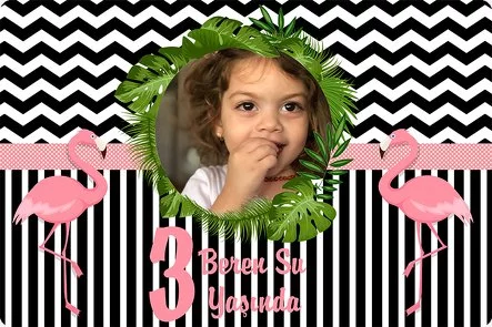 Flamingo Siyah Beyaz Temalı Doğum Günü Konsepti