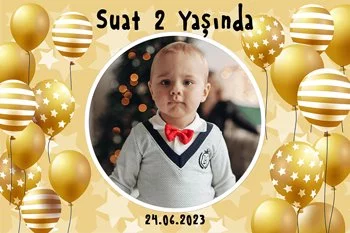 Gold Balonlar ile Yıldızlı Fon Temalı Parti Konsept