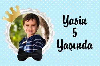 Gold Taç Çerçeve ile Mavi Fon Temalı Parti Konsept