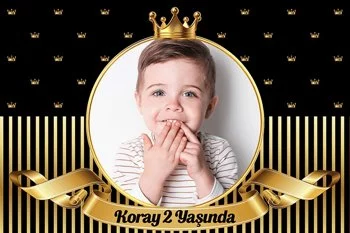 Gold Taç Siyah Fon Temalı Parti Konsepti