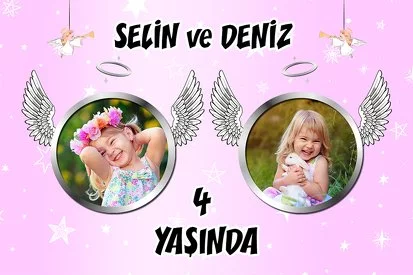 İkiz Melek Kanat Temalı Doğum Günü Parti Konsept