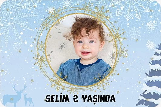 Mavi Zeminli Kış Temalı Parti Kosenpt