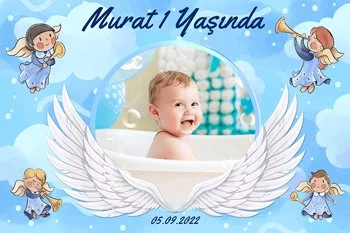 Melek Kanatlı Mavi Temalı Doğum Günü Konsepti