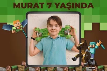 Minecraft Pixel Fon Temalı Parti Konsept