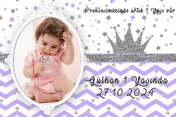 Mor Zeminli Simli Taçlı Temalı Parti Konsept