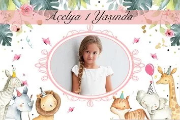 Pembe Çicekli Safari Temalı Parti Konsept