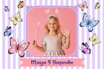 Renkli Kelebekler ile Pembe Flama Temalı Parti Konsept