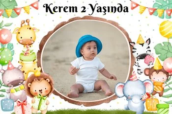 Safari Hayvanları Partide Temalı Doğum Günü Konsepti