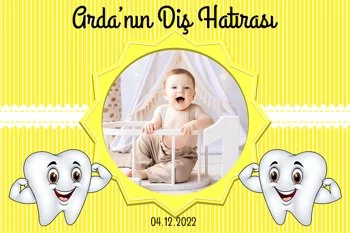 Sevimli Diş ile Sarı Çizgili Fon Temalı Diş Partisi Konsept