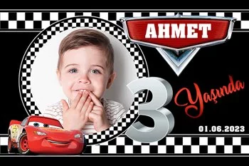 Şimşek Mcqueen Üç Yaş Temalı Parti Konsept