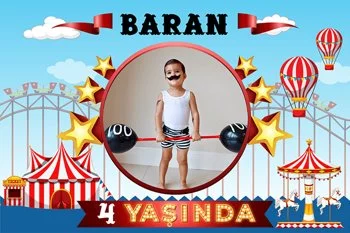 Sirk Mavi Fon Temalı Parti Konsept