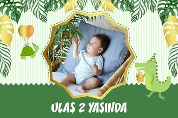 Timsah ile Tropikal Gold Yapraklar Temalı Parti Konsept