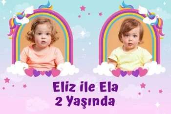 Unicorn İkiz Kız Temalı Parti Konsept
