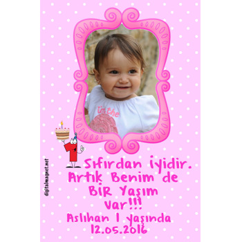 1 Yaş Doğum Günü Plastik Magnet Kız