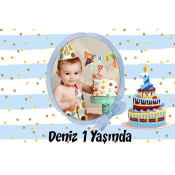 1 Yaş Pasta Temalı Doğum Günü Magnet