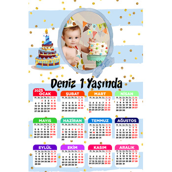 1 Yaş Pasta Temalı Takvim Magnet