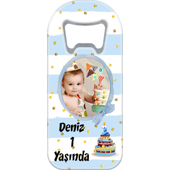 1 Yaş Pasta Temalı Uzun Resimli Magnet Açacak