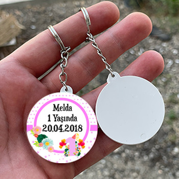 1 Yaşında  Temalı Daire Plastik Anahtarlık
