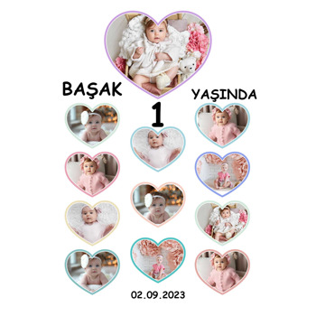 12 Kalp Çerçeve Temalı Plastik Doğum Günü Magnet