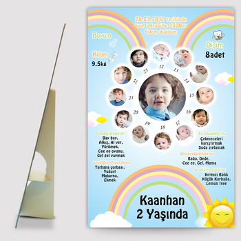 12 Resimli Gökkuşağı Temalı Ahşap Pano