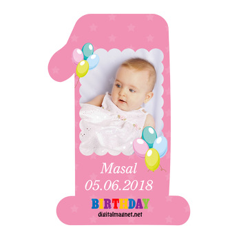1.Yaşa Özel Balon Temalı Doğum Günü Magneti