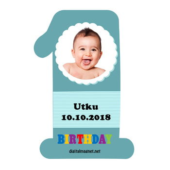 1.Yaşa Özel Papatyalı Temalı Doğum Günü Magnet