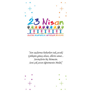 23 Nisan Balonlu Çocuklar Temalı Hediyelik Kart