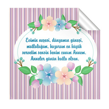 Çiçek Temalı Kare Etiket