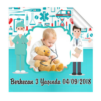 Doktor Temalı Kare Etiket