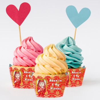 6 Ay Kına Gold Temalı Cupcake Sargısı