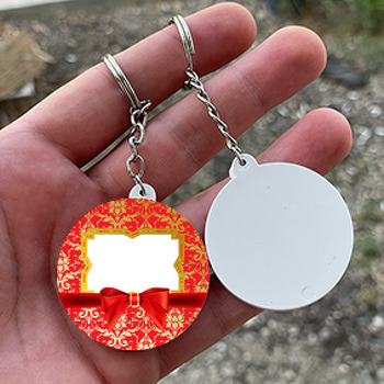 6 Ay Kınası Gold Kırmızı Temalı Daire Plastik Anahtarlık