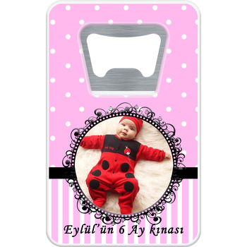 6 Ay Kınası Pembe Temalı Dikdörtgen Magnet Açacak