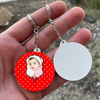 6 Ay Kınası Resimli Daire Plastik Anahtarlık