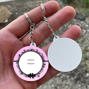 6 Ay Kınası Temalı Daire Plastik Anahtarlık