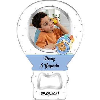 6 Yaş Ayıcık Temalı Balon Ahşap Magnet 