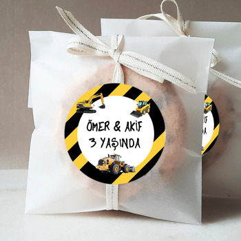 İnsaat Arabaları Temalı Doğum Günü Sticker