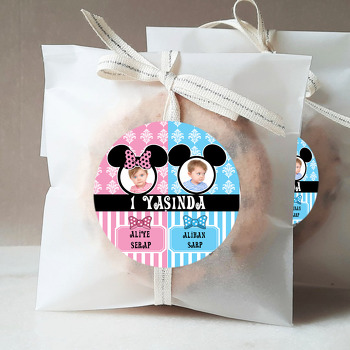 Mickey İkiz Temalı Resimli Sticker