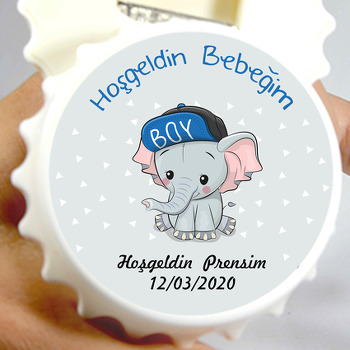 Şapkalı Erkek Bebek Fil Temalı Kapak Açacak