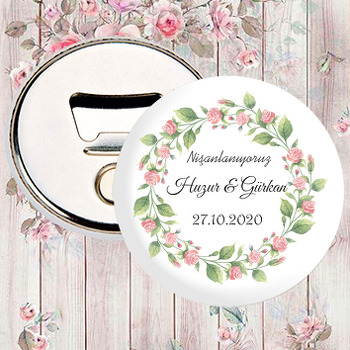 Pembe Minik Güller Temalı Söz Nişan Nikah Magnet Açacak