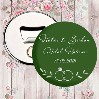 Yeşil Zeminli Yüzük Temalı Söz Nişan Nikah Magnet Açacak