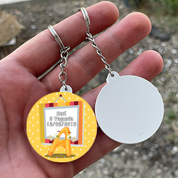 Kişiye Özel A Harfi Temalı Daire Plastik Anahtarlık
