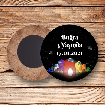 Among Us Temalı Daire Ahşap Magnet