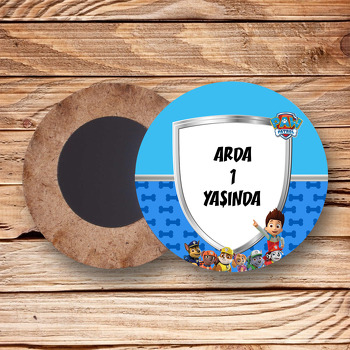 Paw Patrol Mavi Temalı Ahşap Daire Magnet