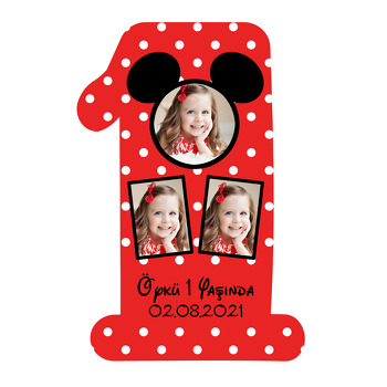 Kırmızı Mickey Temalı Doğum Günü Magnet