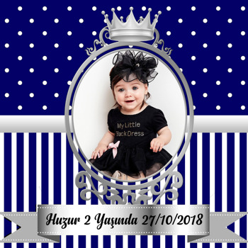 Lacivert Beyaz Gümüş Çerçeve Temalı Kare Afiş